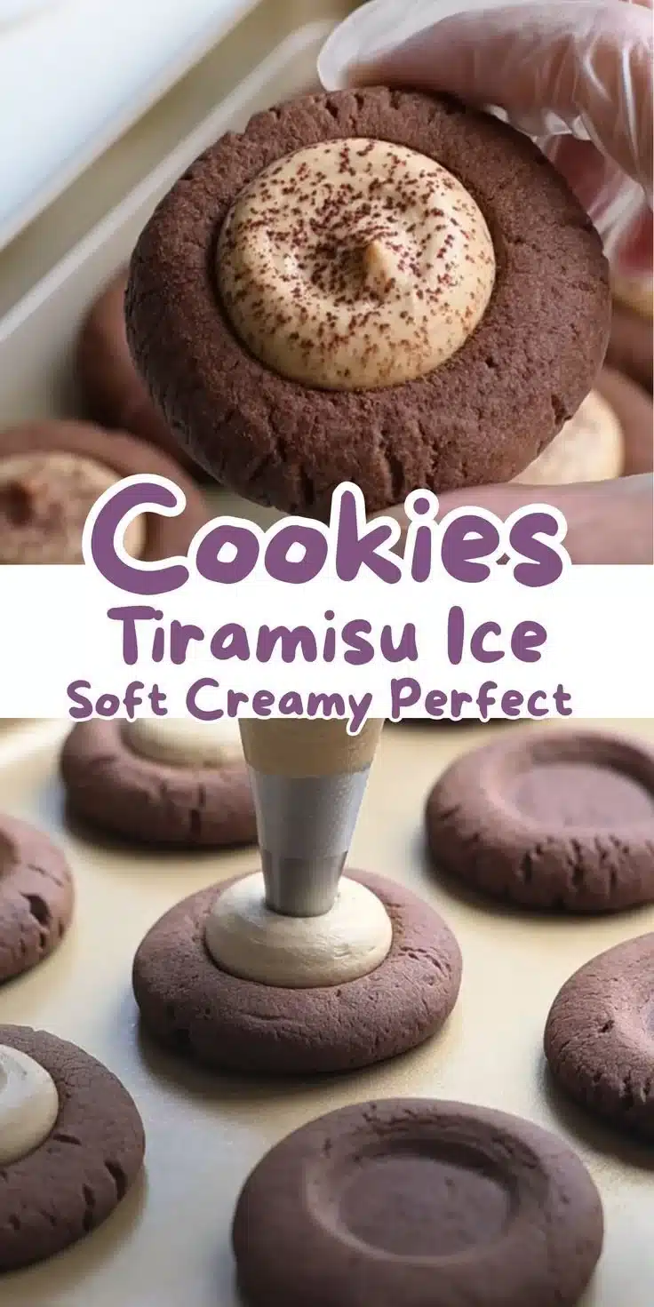 Delicious tiramisu cookies topped with ice cream cheese frosting