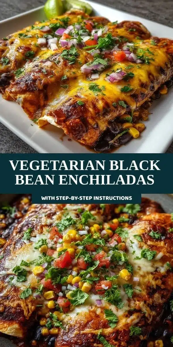Plate of vegetarian black bean enchiladas topped with cheese and fresh herbs