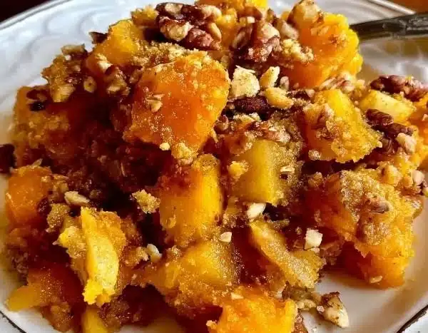 Butternut Squash Apple Bake with warm spices and caramelized toppings
