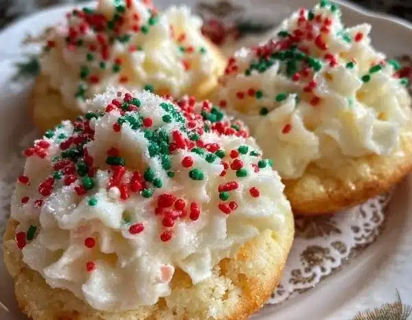 Festive Christmas sugar cookie shots garnished with colorful sprinkles