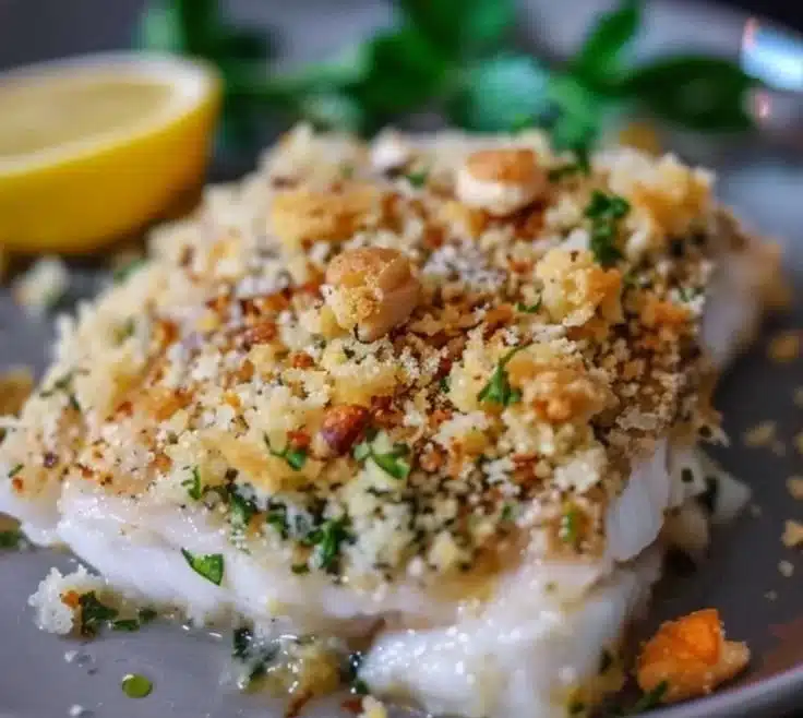 Delicious Macadamia-Crusted Barramundi served with vegetables