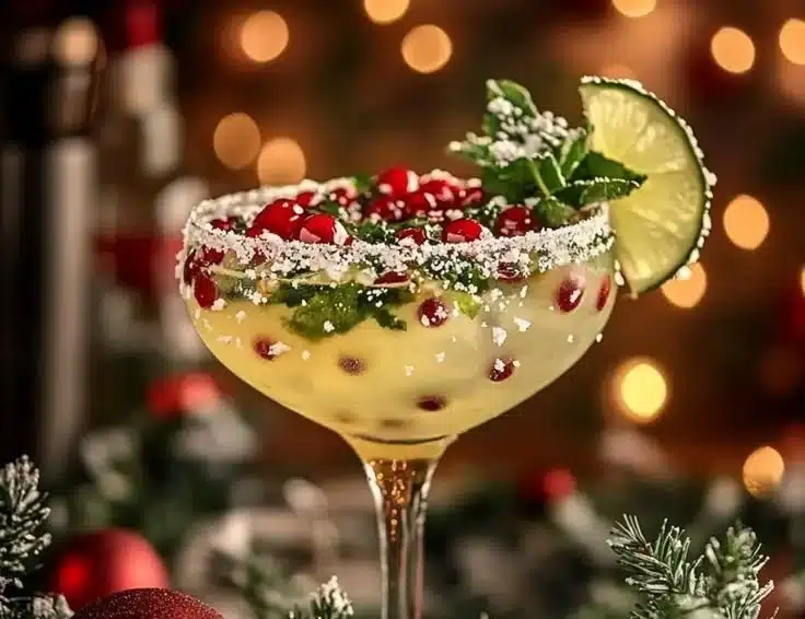 Magical Christmas Mistletoe Margarita in a festive setting