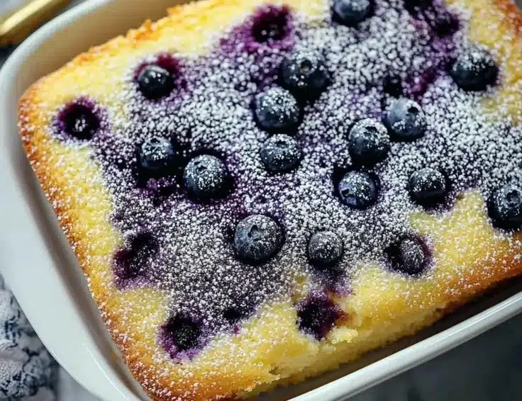 Delicious melt-in-your-mouth blueberry Christmas cake with fresh berries.