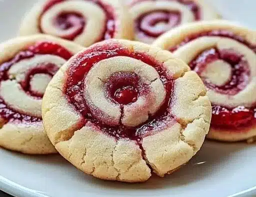 Delicious Raspberry Swirl Cookies with vibrant raspberry filling