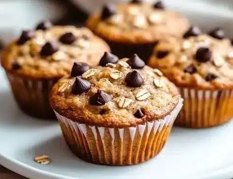 Delicious simple cottage cheese oatmeal muffins on a plate