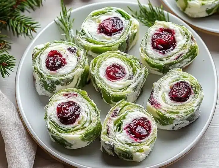 Plate of Christmas Cranberry Pinwheels ready for festive gatherings